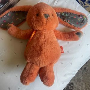 B Softies Happy Hues Bunny Rabbit Plush Stuffed Animal Orange Gray 12” Soft Cute